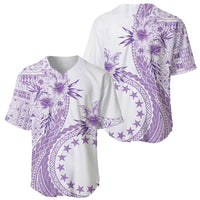 Kia Orana Cook Islands Baseball Jersey Tiare and Stars - Lavender LT7 - Polynesian Pride