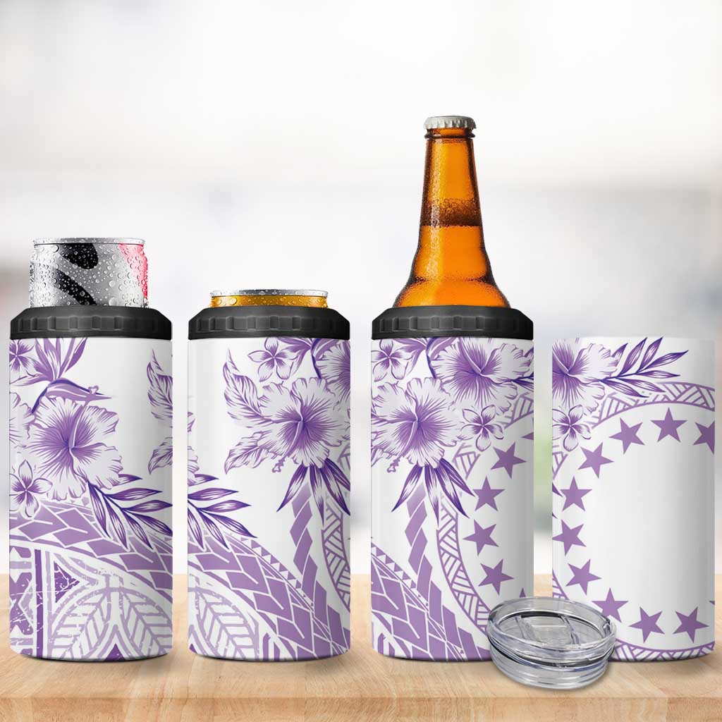 Kia Orana Cook Islands 4 in 1 Can Cooler Tumbler Tiare & Stars - Lavender LT7 - Polynesian Pride