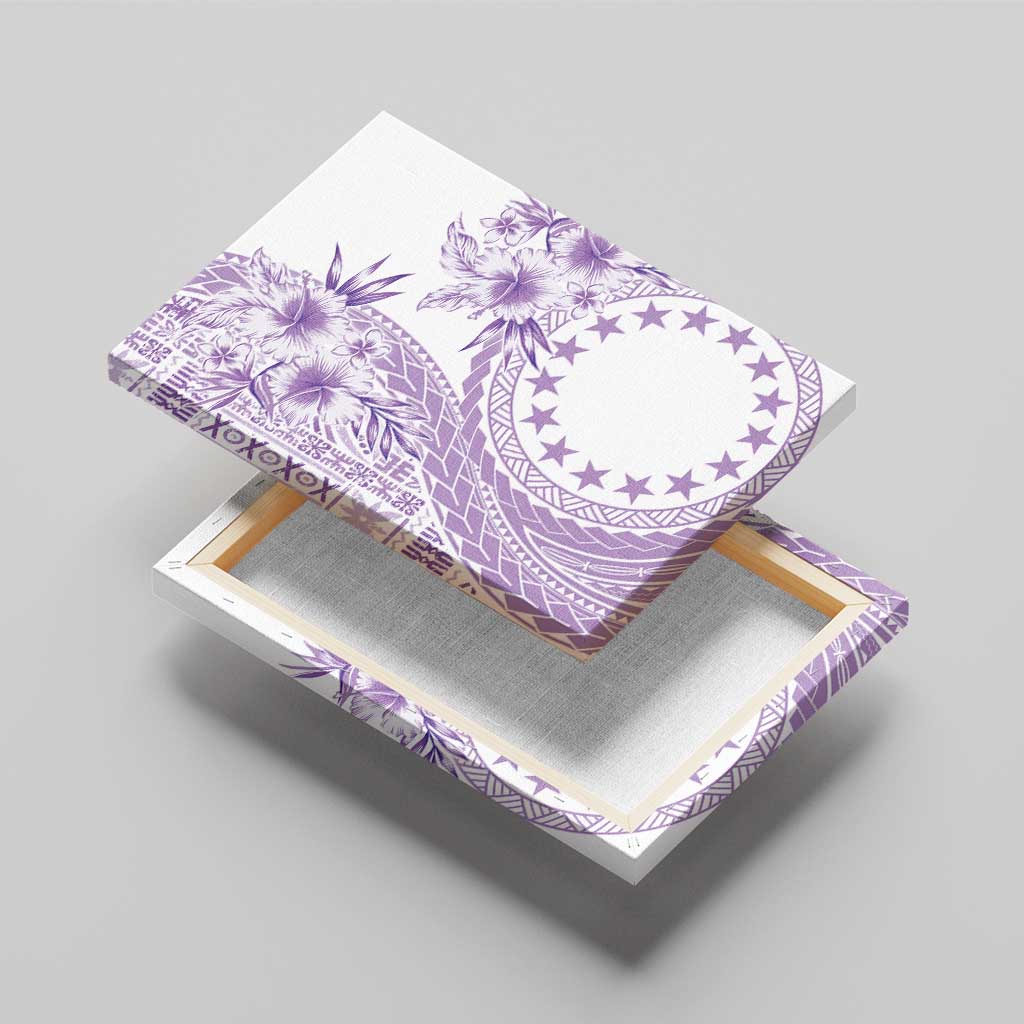 Kia Orana Cook Islands Canvas Wall Art Tiare and Stars - Lavender