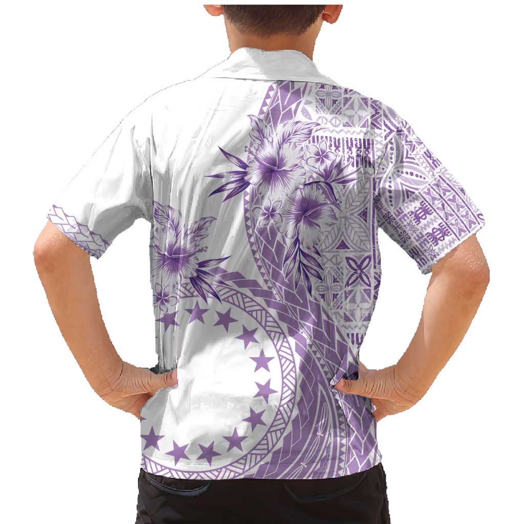 Kia Orana Cook Islands Family Matching Mermaid Dress and Hawaiian Shirt Tiare and Stars - Lavender LT7 - Polynesian Pride