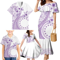 Kia Orana Cook Islands Family Matching Mermaid Dress and Hawaiian Shirt Tiare and Stars - Lavender LT7 - Polynesian Pride