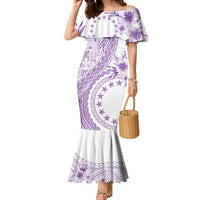 Kia Orana Cook Islands Family Matching Mermaid Dress and Hawaiian Shirt Tiare and Stars - Lavender LT7 Mom's Dress Lavender - Polynesian Pride