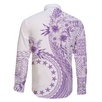 Kia Orana Cook Islands Family Matching Off Shoulder Short Dress and Hawaiian Shirt Tiare and Stars - Lavender LT7 - Polynesian Pride