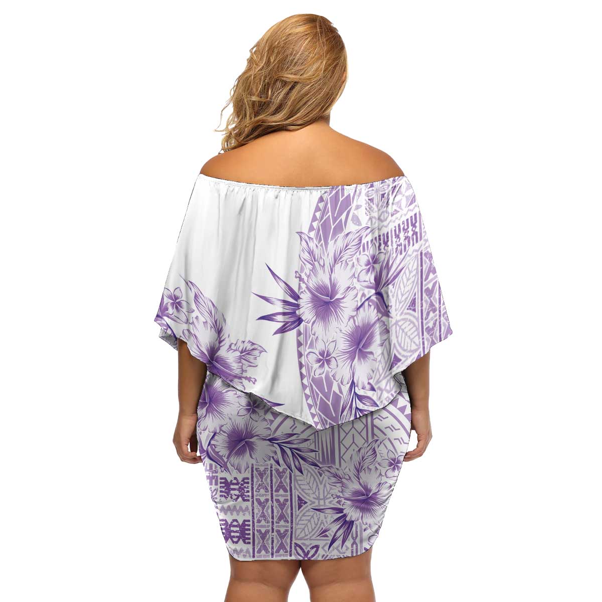 Kia Orana Cook Islands Family Matching Off Shoulder Short Dress and Hawaiian Shirt Tiare and Stars - Lavender LT7 - Polynesian Pride