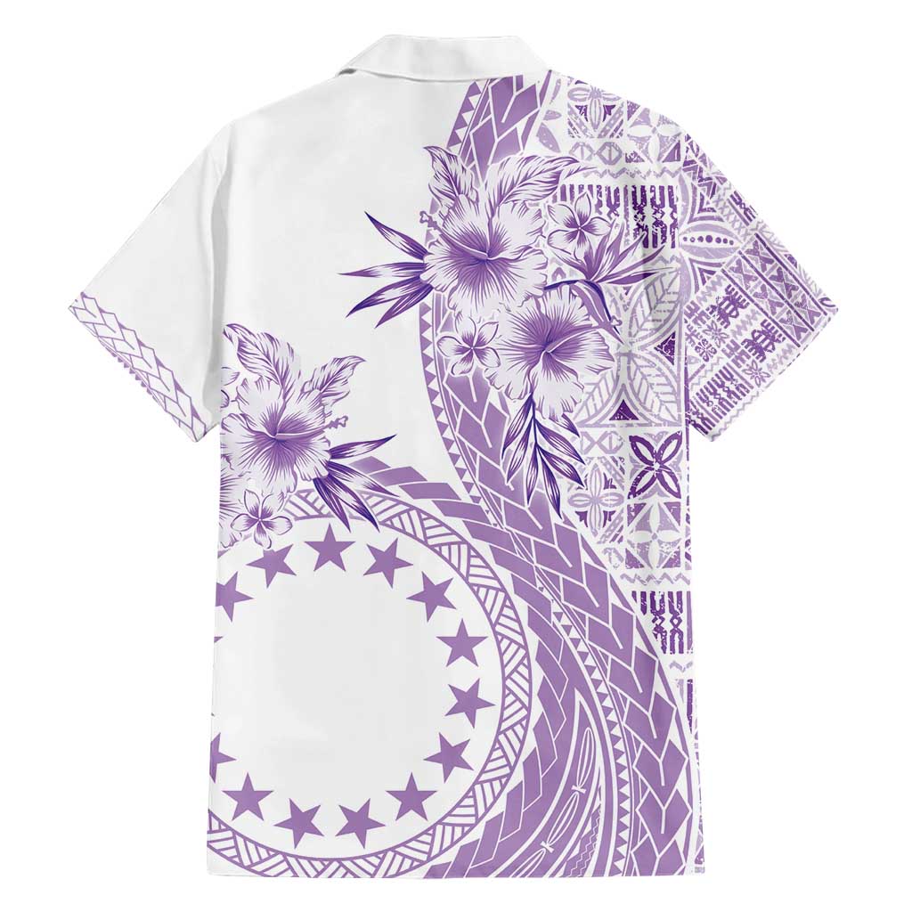 Kia Orana Cook Islands Family Matching Short Sleeve Bodycon Dress and Hawaiian Shirt Tiare and Stars - Lavender LT7 - Polynesian Pride