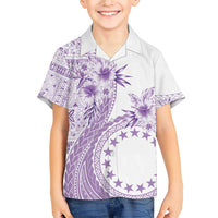 Kia Orana Cook Islands Family Matching Short Sleeve Bodycon Dress and Hawaiian Shirt Tiare and Stars - Lavender LT7 Son's Shirt Lavender - Polynesian Pride
