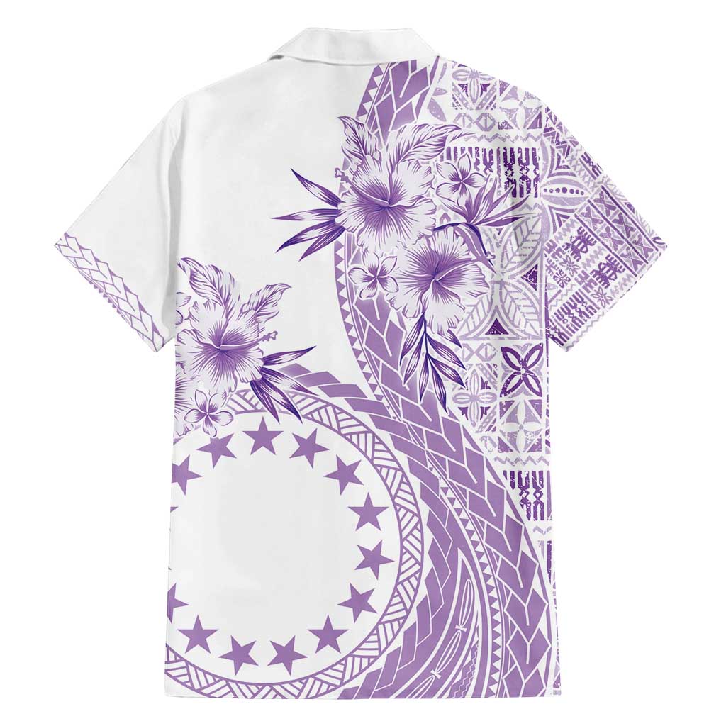 Kia Orana Cook Islands Family Matching Summer Maxi Dress and Hawaiian Shirt Tiare and Stars - Lavender LT7 - Polynesian Pride