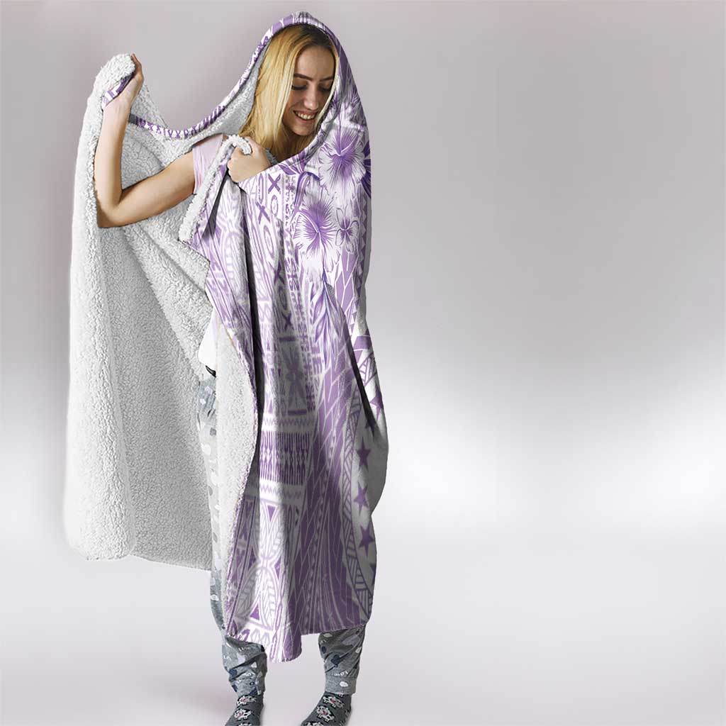 Kia Orana Cook Islands Hooded Blanket Tiare and Stars - Lavender