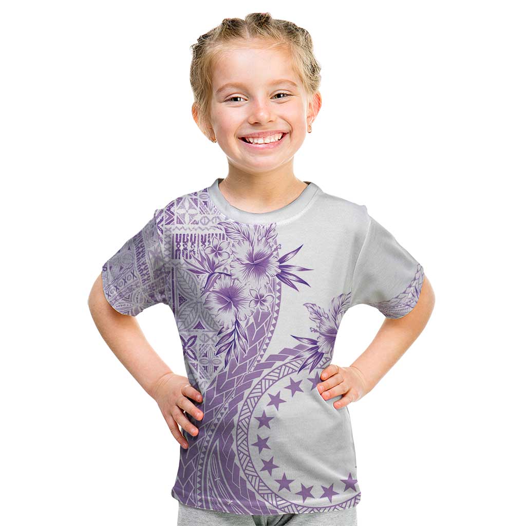 Kia Orana Cook Islands Kid T Shirt Tiare and Stars - Lavender LT7 Lavender - Polynesian Pride
