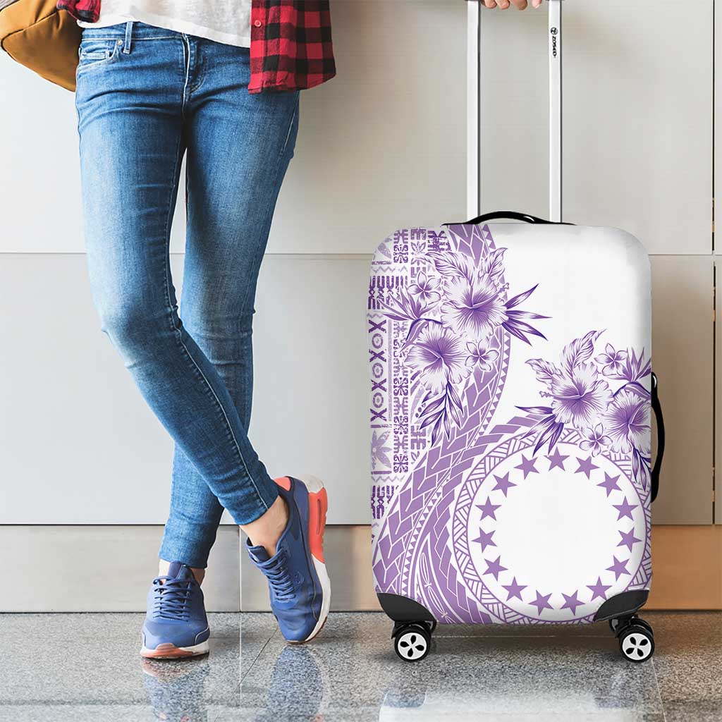 Kia Orana Cook Islands Luggage Cover Tiare and Stars - Lavender