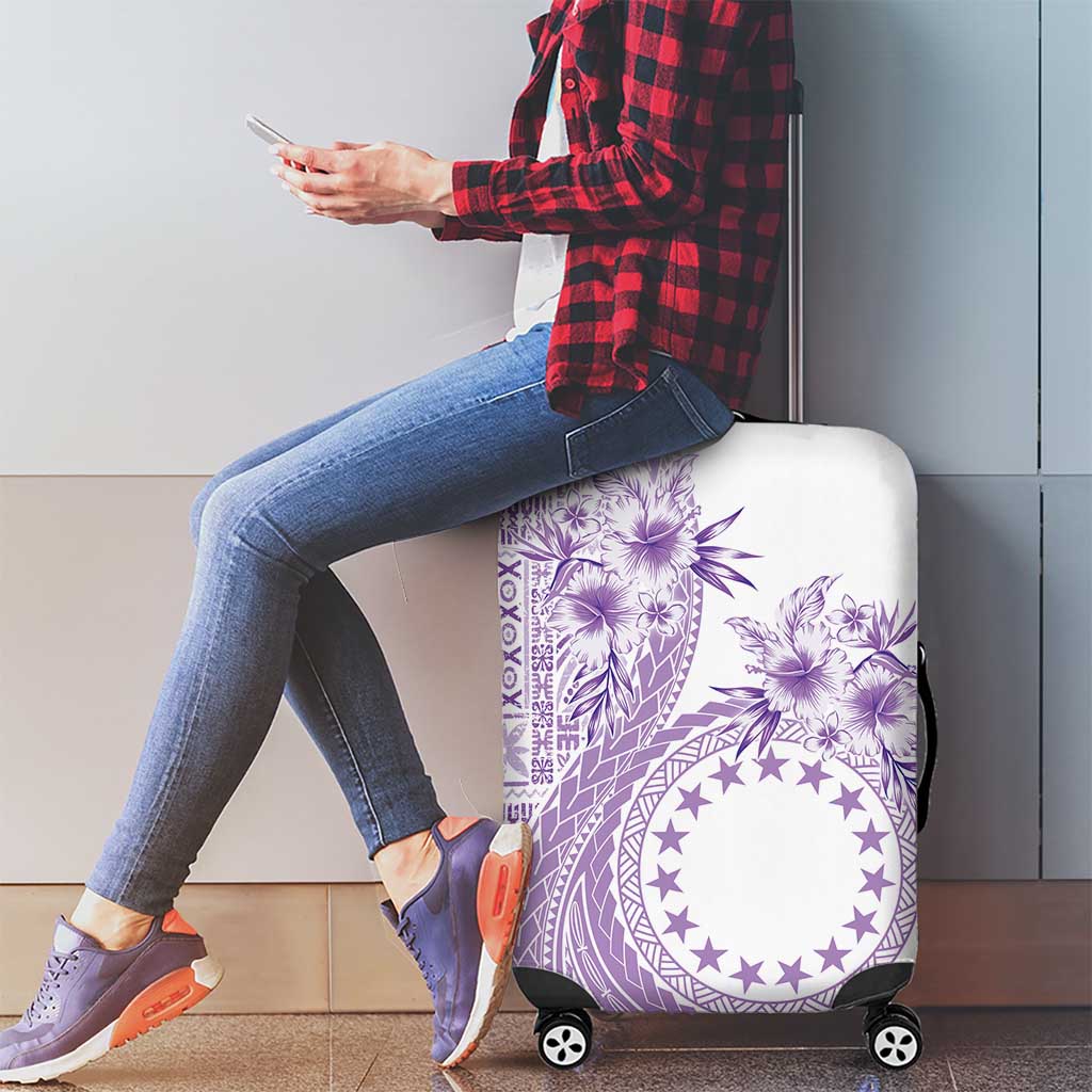 Kia Orana Cook Islands Luggage Cover Tiare and Stars - Lavender