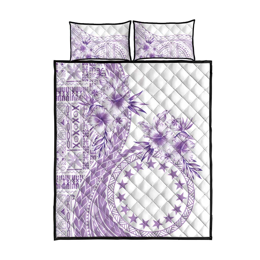 Kia Orana Cook Islands Quilt Bed Set Tiare and Stars - Lavender