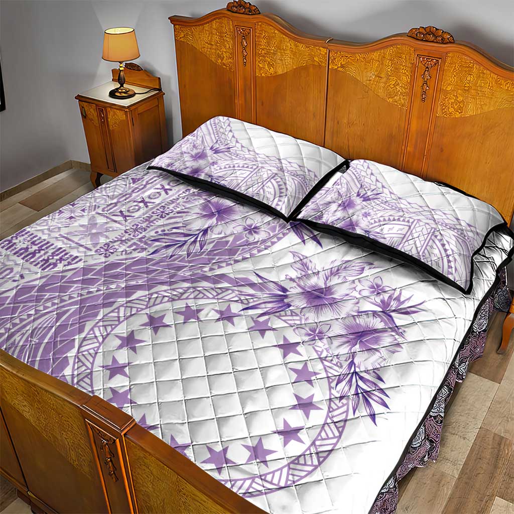 Kia Orana Cook Islands Quilt Bed Set Tiare and Stars - Lavender