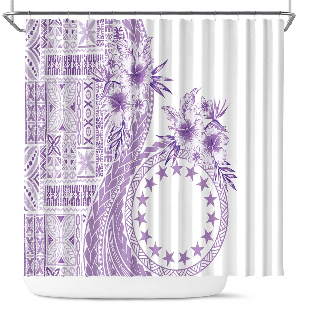 Kia Orana Cook Islands Shower Curtain Tiare and Stars - Lavender LT7 Lavender - Polynesian Pride