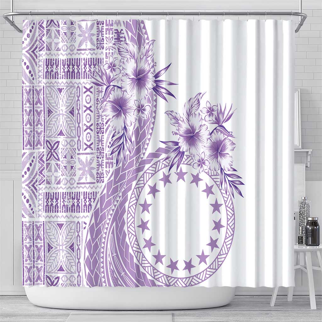 Kia Orana Cook Islands Shower Curtain Tiare and Stars - Lavender LT7 - Polynesian Pride