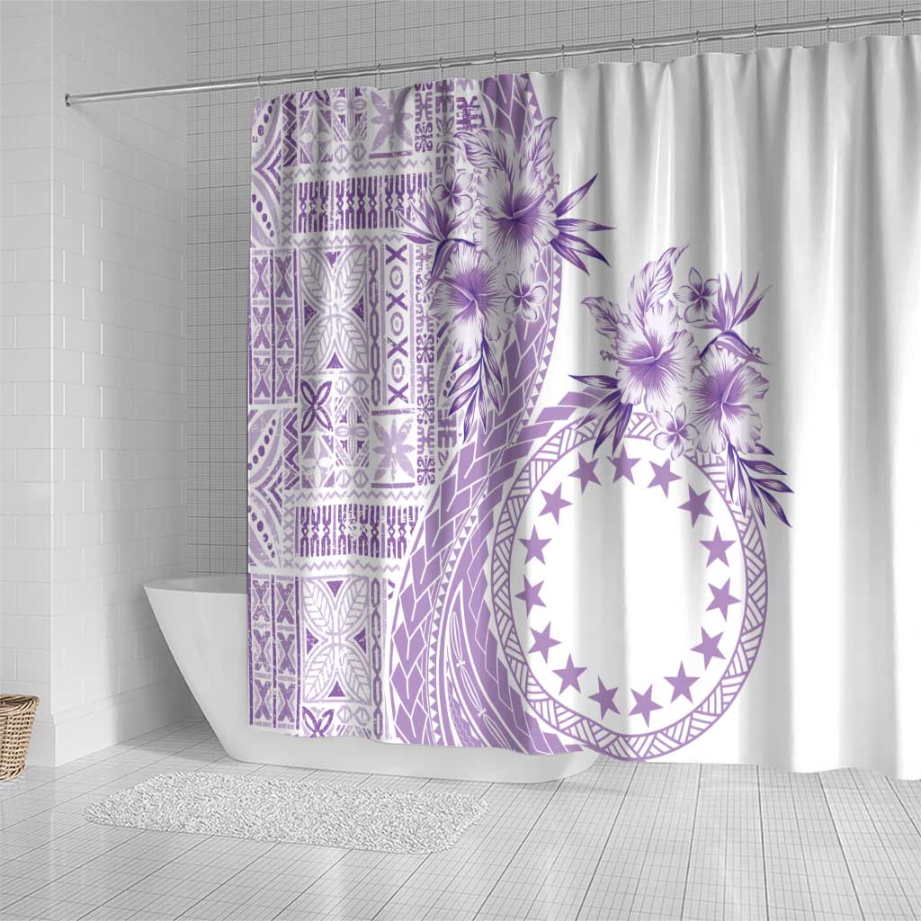 Kia Orana Cook Islands Shower Curtain Tiare and Stars - Lavender LT7 - Polynesian Pride