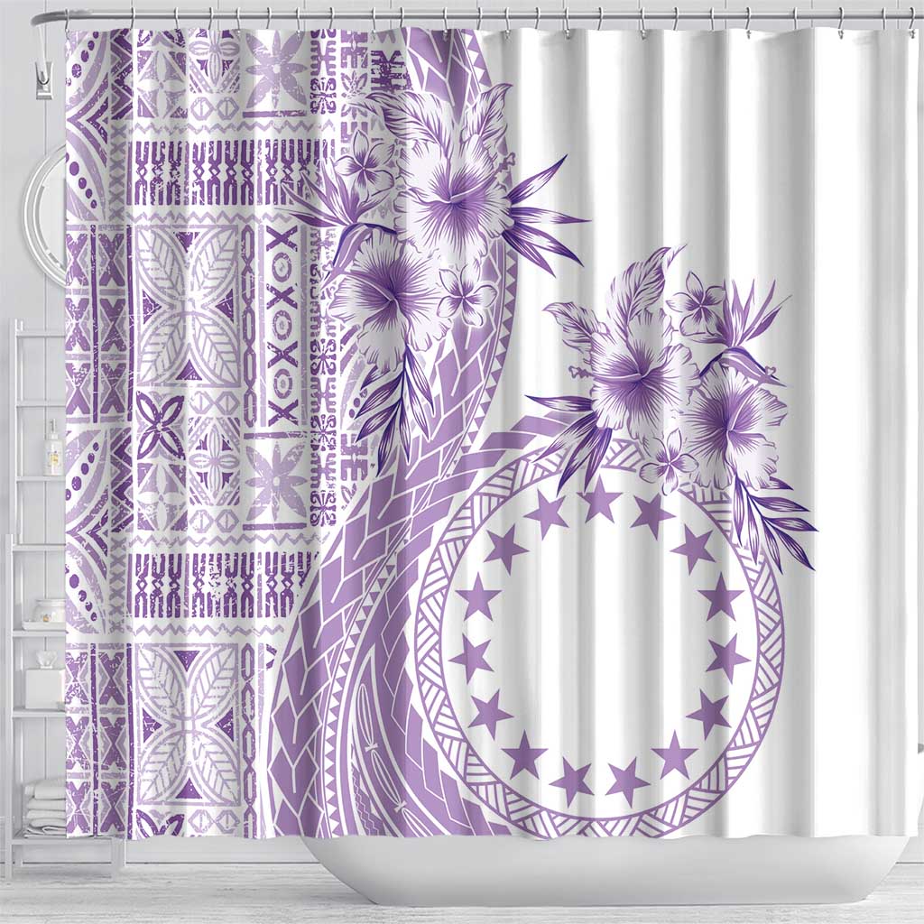 Kia Orana Cook Islands Shower Curtain Tiare and Stars - Lavender LT7 - Polynesian Pride