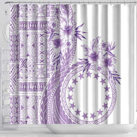Kia Orana Cook Islands Shower Curtain Tiare and Stars - Lavender LT7 - Polynesian Pride