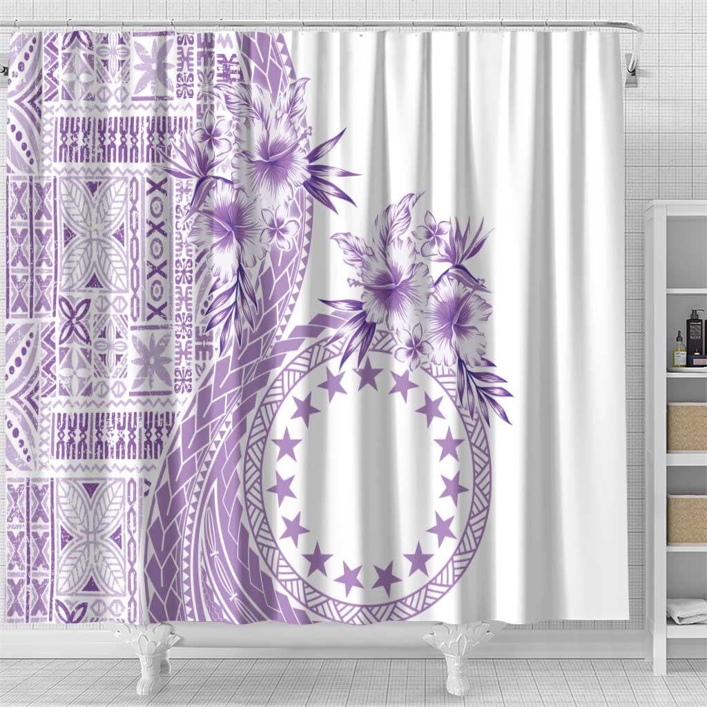 Kia Orana Cook Islands Shower Curtain Tiare and Stars - Lavender LT7 - Polynesian Pride