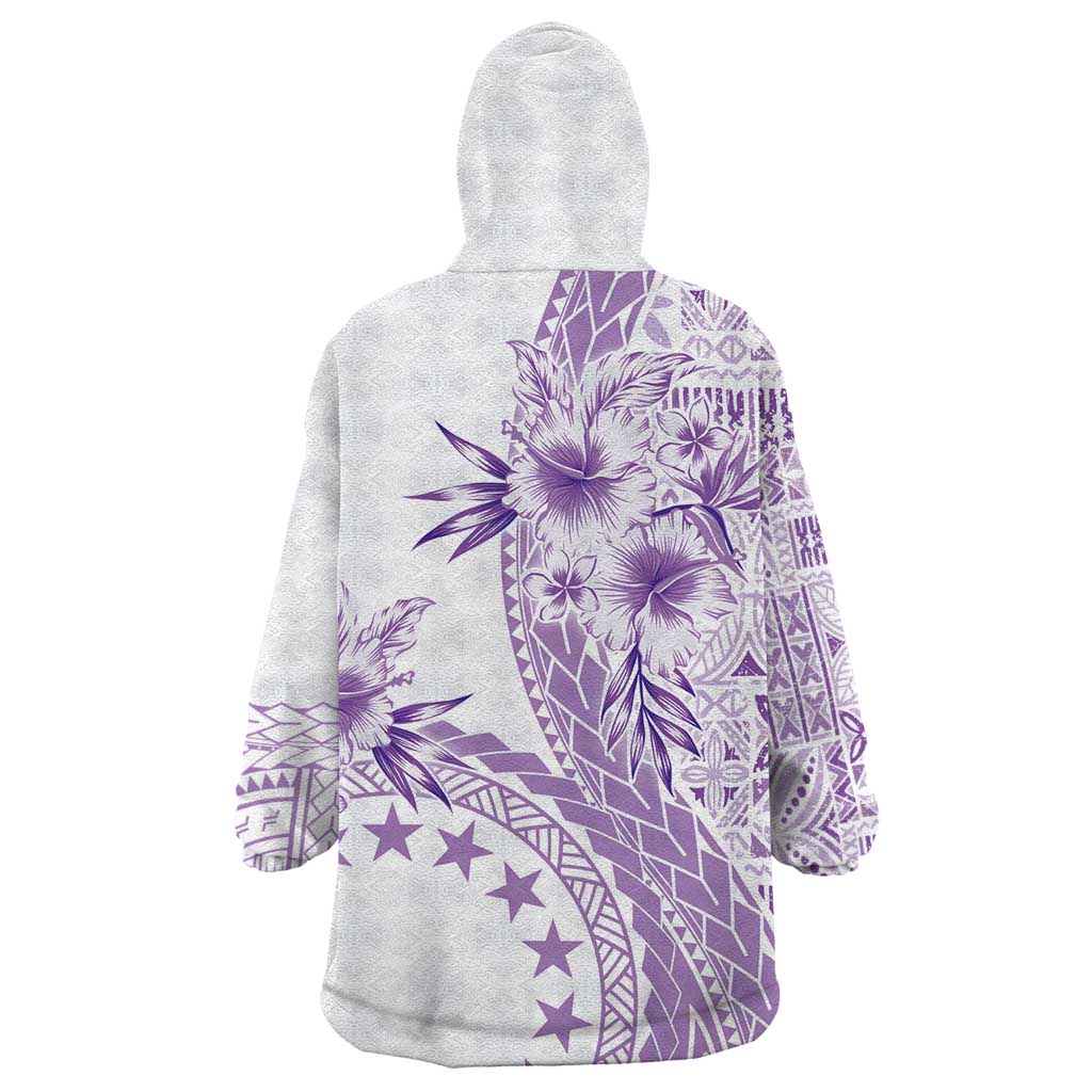 Kia Orana Cook Islands Wearable Blanket Hoodie Tiare and Stars - Lavender
