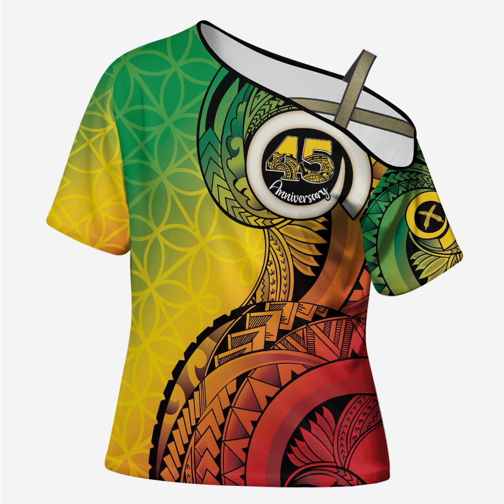 Vanuatu 45th Independence Anniversary Cross Shoulder Shirt Ni-Van Sandroing - Polynesian Pride
