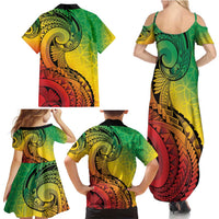 Vanuatu 45th Independence Anniversary Family Matching Summer Maxi Dress and Hawaiian Shirt Ni-Van Sandroing - Polynesian Pride