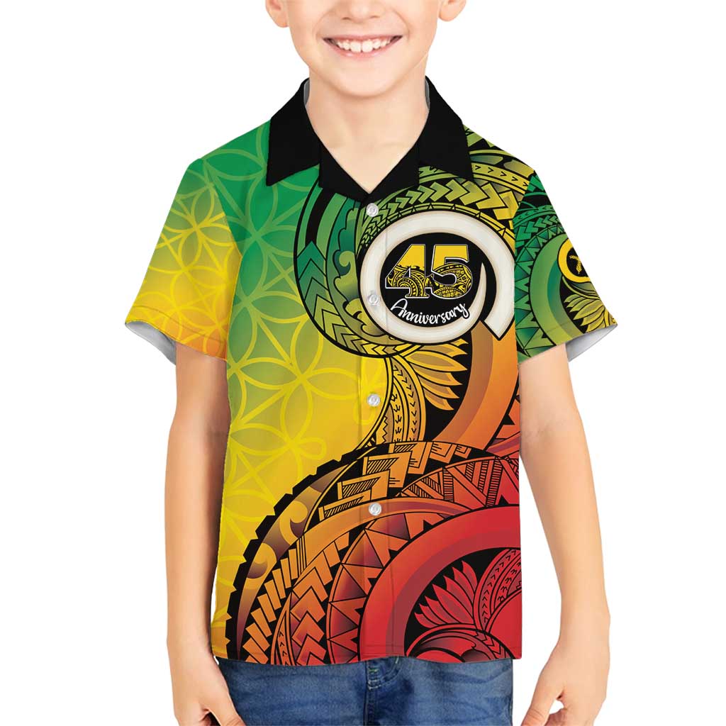 Vanuatu 45th Independence Anniversary Family Matching Summer Maxi Dress and Hawaiian Shirt Ni-Van Sandroing - Polynesian Pride