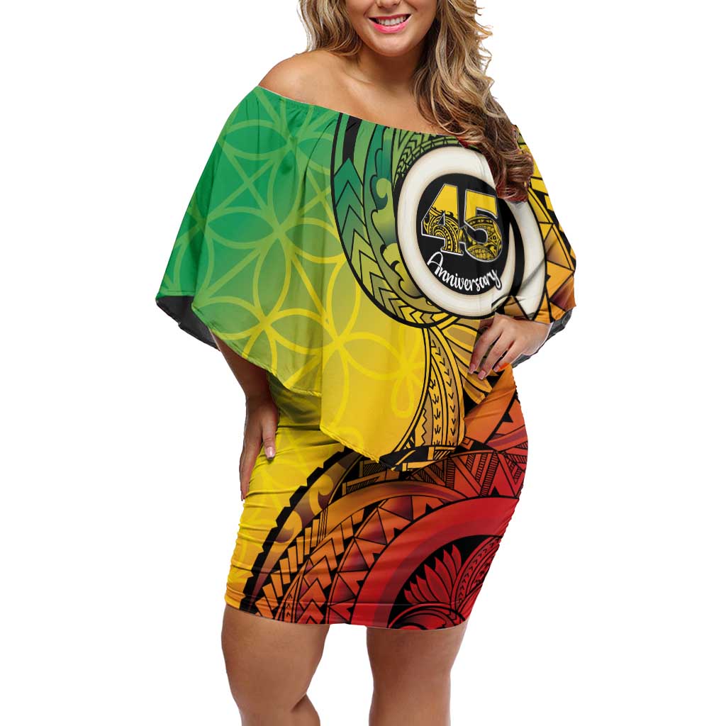 Vanuatu 45th Independence Anniversary Off Shoulder Short Dress Ni-Van Sandroing - Polynesian Pride