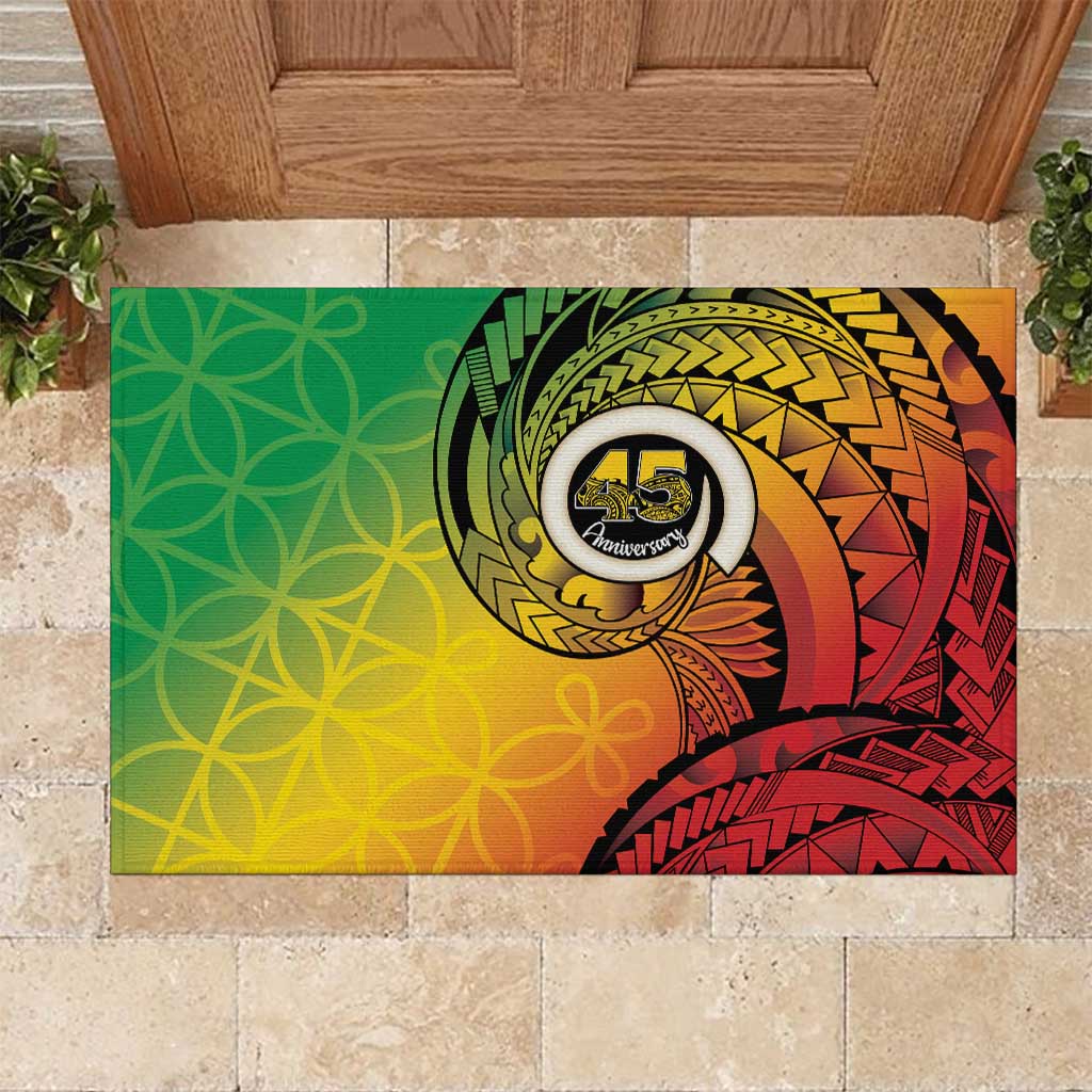 Vanuatu 45th Independence Anniversary Rubber Doormat Ni-Van Sandroing - Polynesian Pride