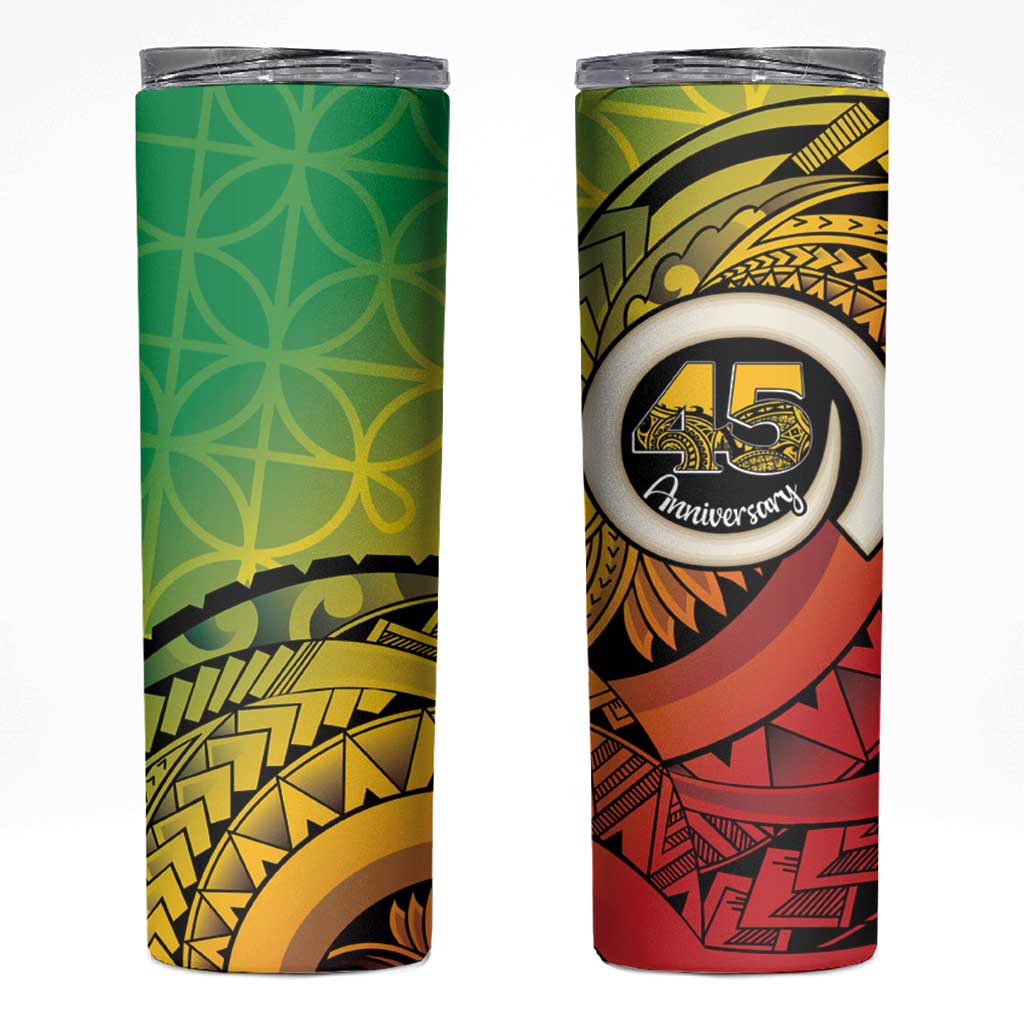 Vanuatu 45th Independence Anniversary Skinny Tumbler Ni-Van Sandroing - Polynesian Pride