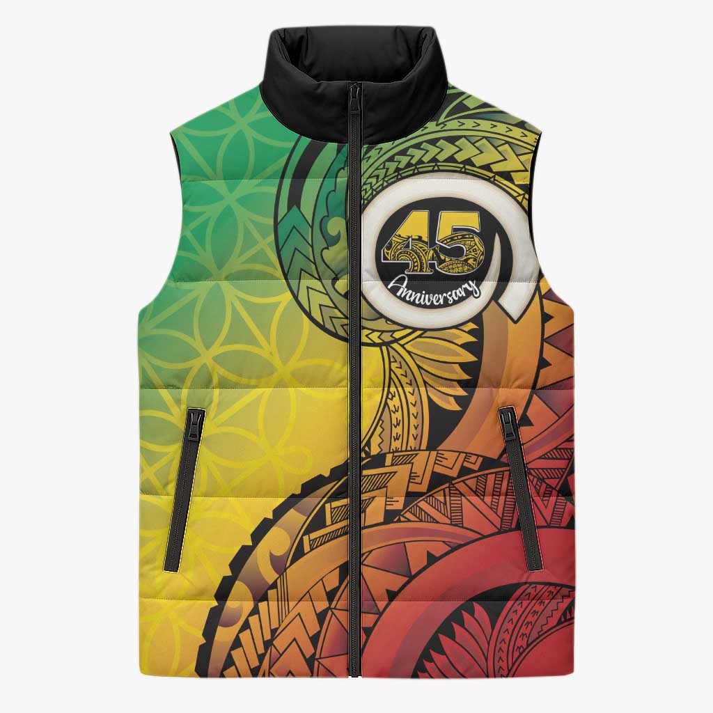 Vanuatu 45th Independence Anniversary Sleeveless Puffer Jacket Ni-Van Sandroing - Polynesian Pride