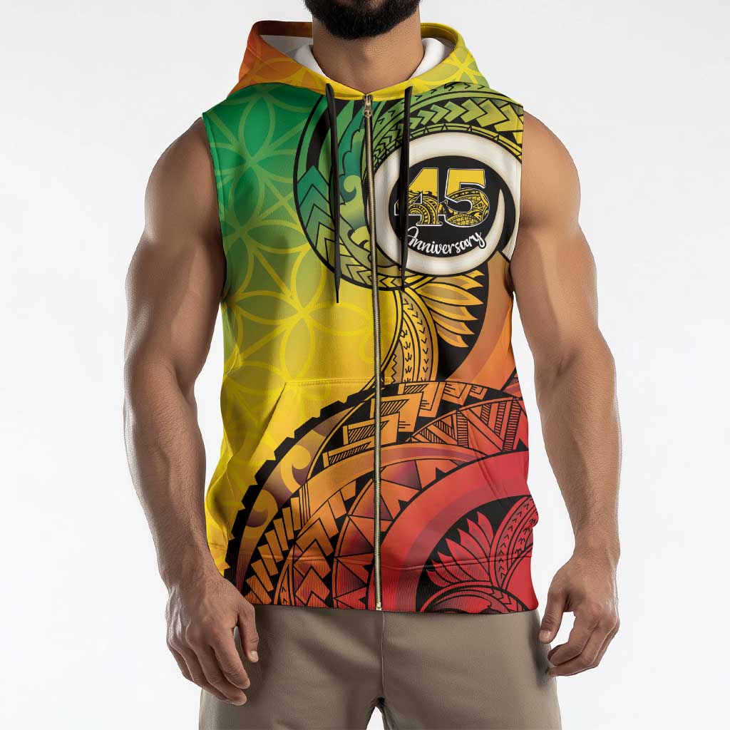 Vanuatu 45th Independence Anniversary Sleeveless Zip Hoodie Ni-Van Sandroing - Polynesian Pride
