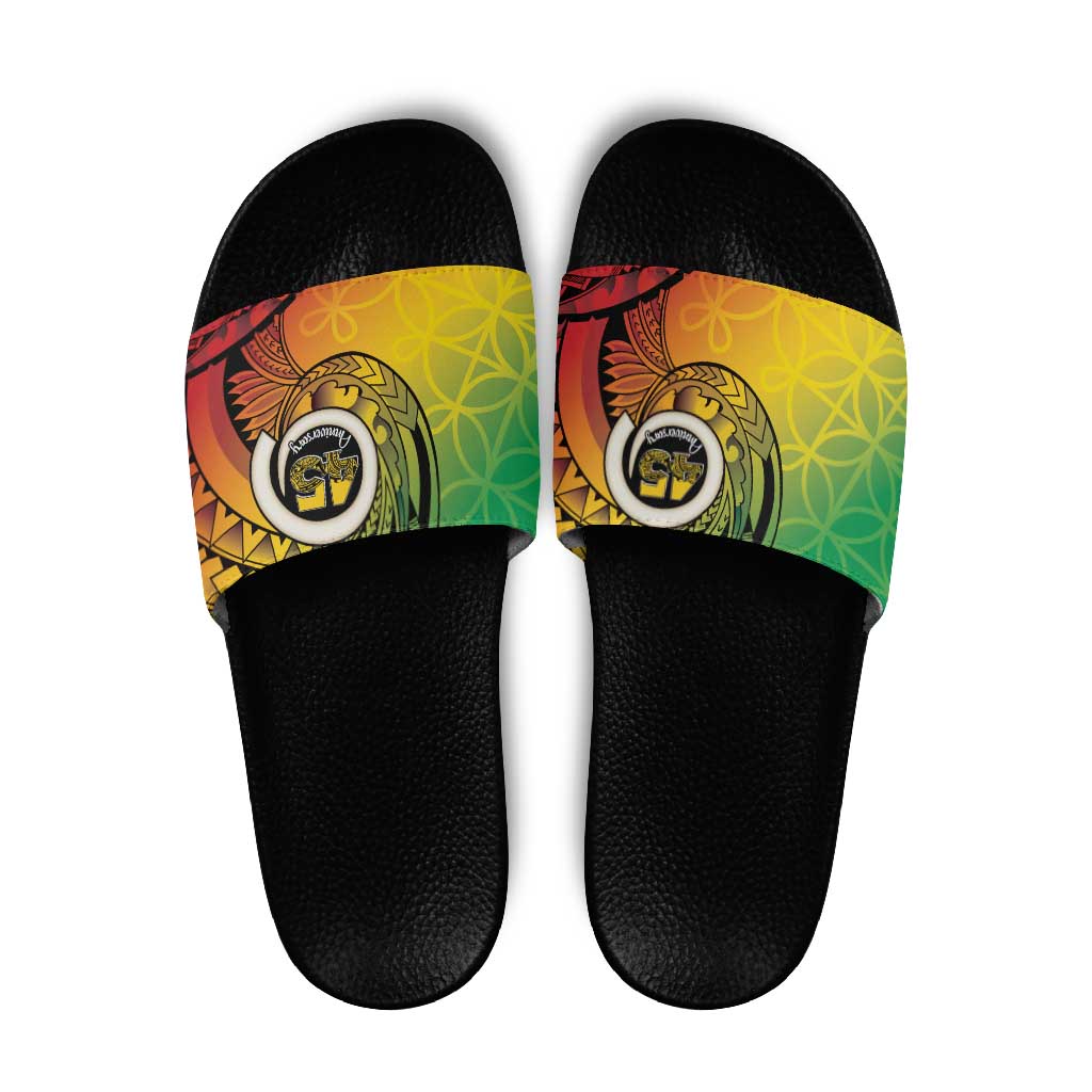 Vanuatu 45th Independence Anniversary Slide Sandals Ni-Van Sandroing LT7 Colorful - Polynesian Pride