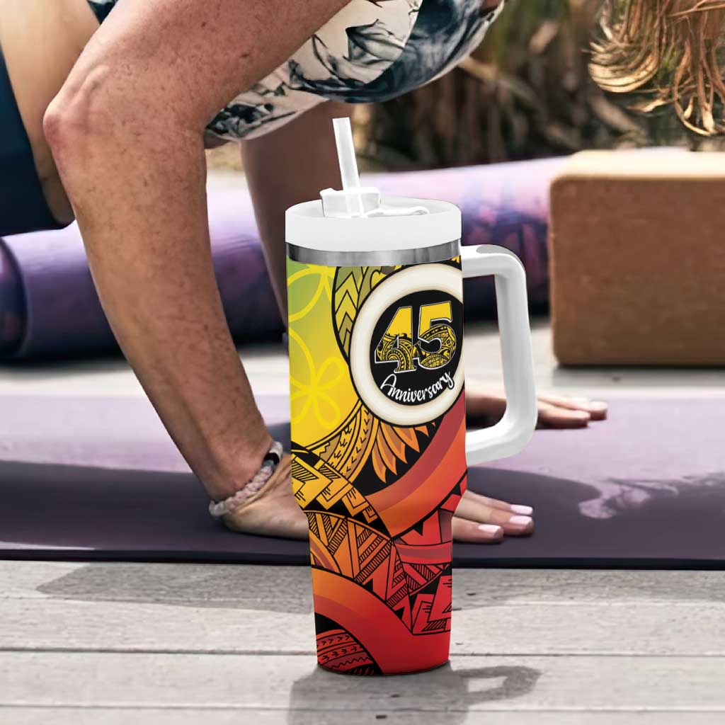 Vanuatu 45th Independence Anniversary Tumbler With Handle Ni-Van Sandroing LT7 - Polynesian Pride
