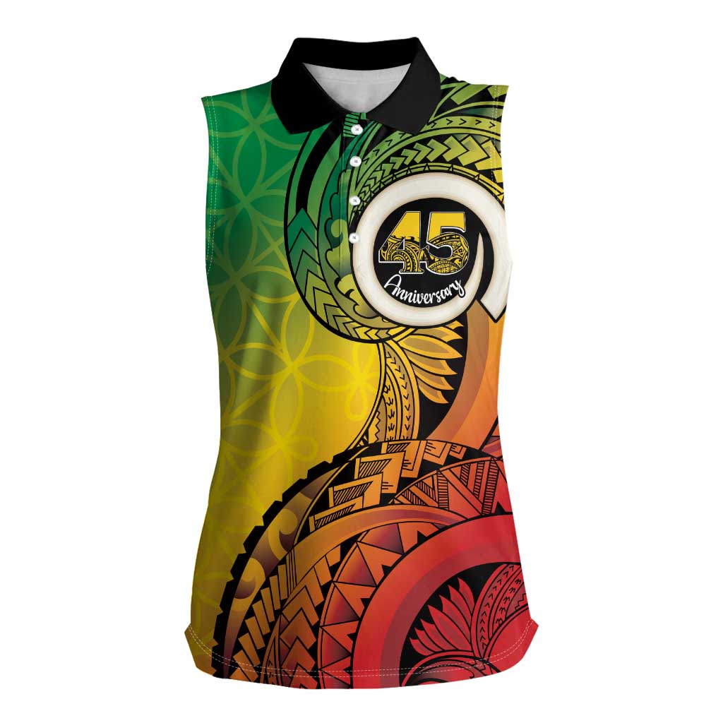 Vanuatu 45th Independence Anniversary Women Sleeveless Polo Shirt Ni-Van Sandroing - Polynesian Pride