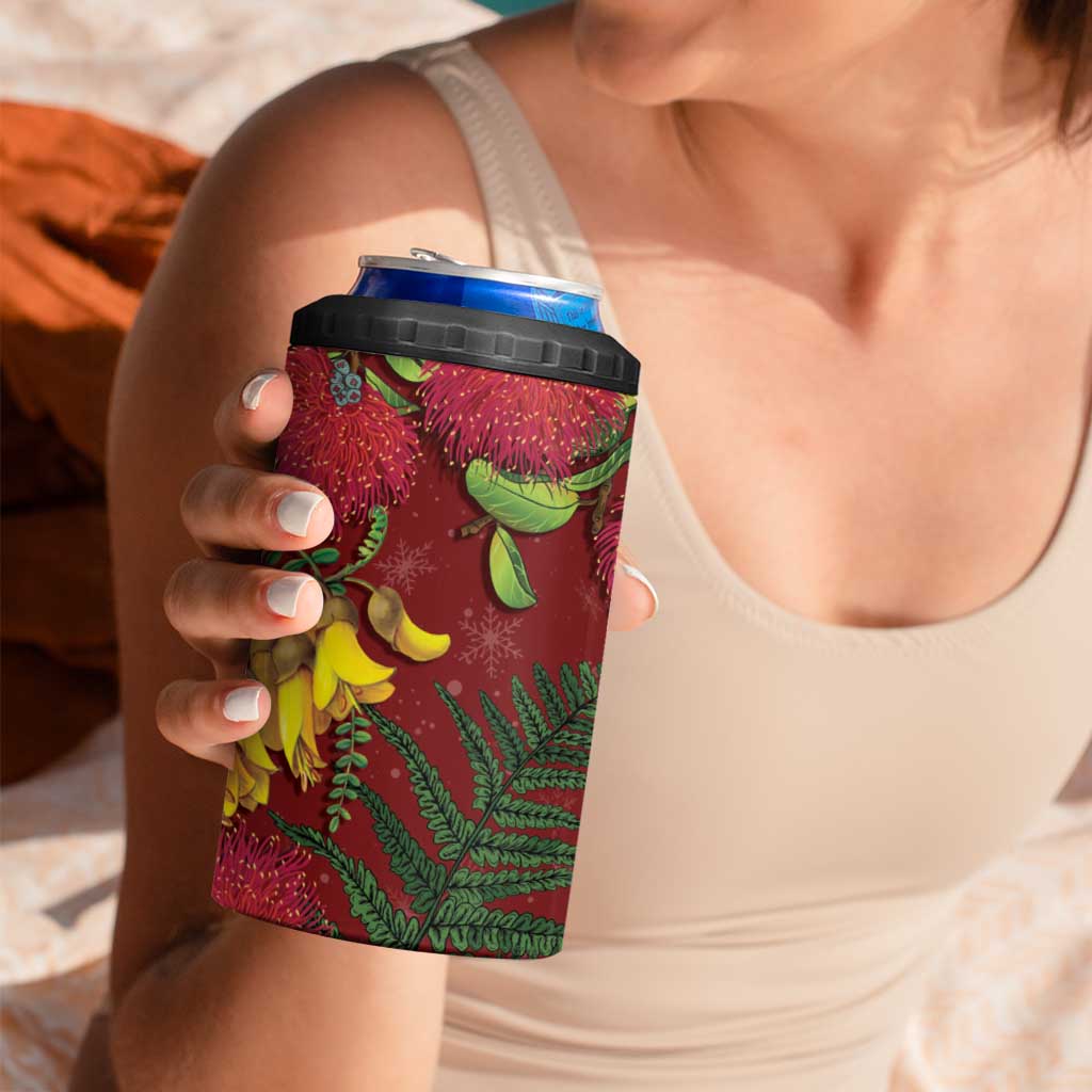 Kakapo Bird New Zealand 4 in 1 Can Cooler Tumbler Floral Christmas