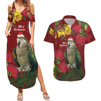 Kakapo Bird New Zealand Couples Matching Summer Maxi Dress and Hawaiian Shirt Floral Christmas