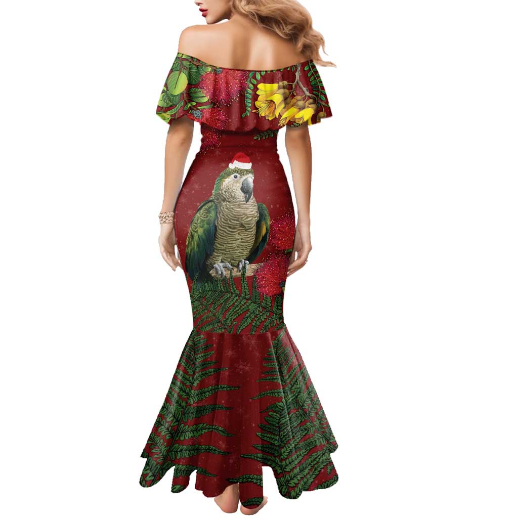Kakapo Bird New Zealand Family Matching Mermaid Dress and Hawaiian Shirt Floral Christmas LT7 - Polynesian Pride