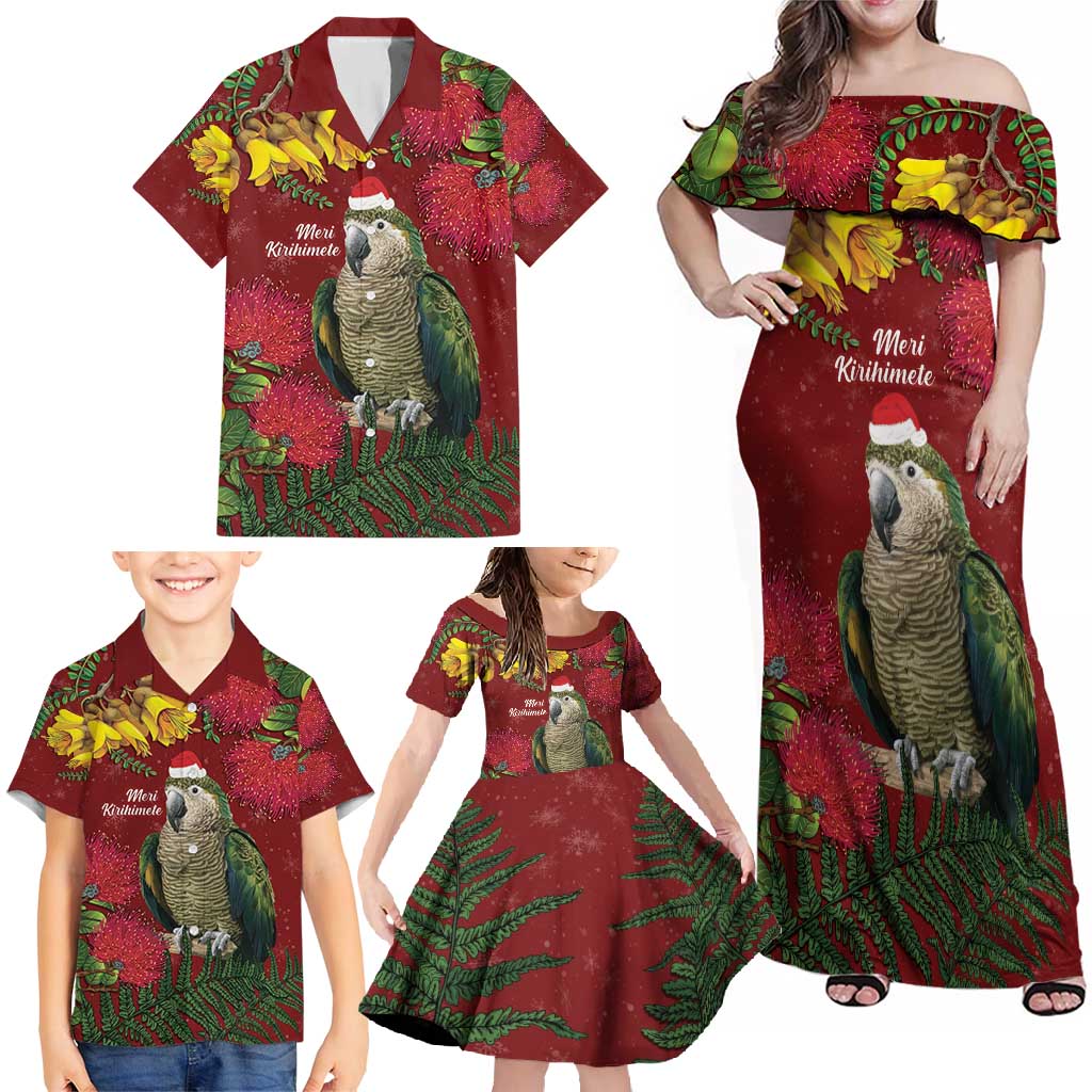 Kakapo Bird New Zealand Family Matching Off Shoulder Maxi Dress and Hawaiian Shirt Floral Christmas LT7 - Polynesian Pride