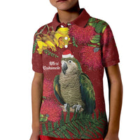 Kakapo Bird New Zealand Kid Polo Shirt Floral Christmas LT7 Kid Red - Polynesian Pride
