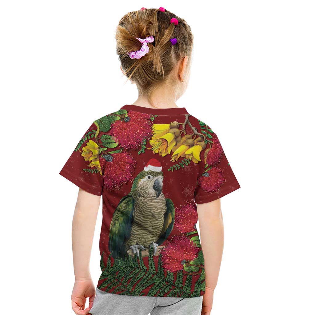 Kakapo Bird New Zealand Kid T Shirt Floral Christmas LT7 - Polynesian Pride