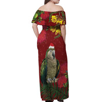 Kakapo Bird New Zealand Off Shoulder Maxi Dress Floral Christmas
