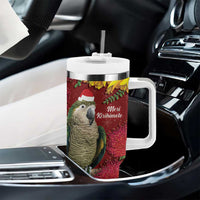 Kakapo Bird New Zealand Tumbler With Handle Floral Christmas