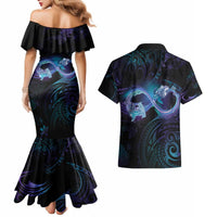 Polynesian Personalized Memorial Couples Matching Mermaid Dress and Hawaiian Shirt Oceanic Infinity Symbol - Until We Meet Again - Polynesian Pride