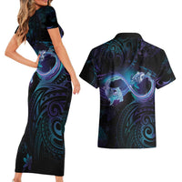 Polynesian Personalized Memorial Couples Matching Short Sleeve Bodycon Dress and Hawaiian Shirt Oceanic Infinity Symbol - Until We Meet Again - Polynesian Pride
