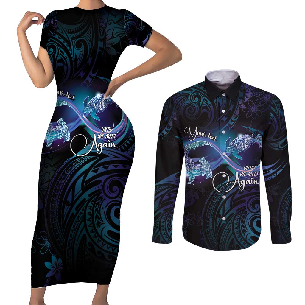 Polynesian Personalized Memorial Couples Matching Short Sleeve Bodycon Dress and Long Sleeve Button Shirt Oceanic Infinity Symbol - Until We Meet Again - Polynesian Pride