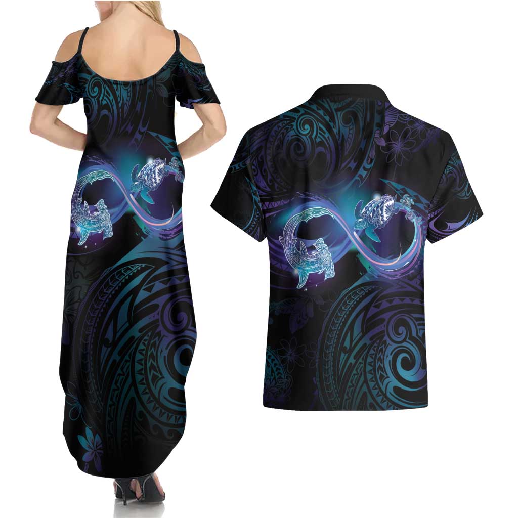 Polynesian Personalized Memorial Couples Matching Summer Maxi Dress and Hawaiian Shirt Oceanic Infinity Symbol - Until We Meet Again - Polynesian Pride