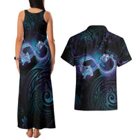 Polynesian Personalized Memorial Couples Matching Tank Maxi Dress and Hawaiian Shirt Oceanic Infinity Symbol - Until We Meet Again - Polynesian Pride
