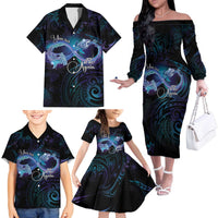Polynesian Personalized Memorial Family Matching Off The Shoulder Long Sleeve Dress and Hawaiian Shirt Oceanic Infinity Symbol - Until We Meet Again - Polynesian Pride