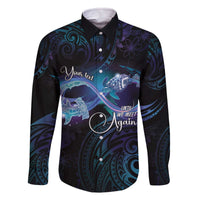 Polynesian Personalized Memorial Family Matching Off The Shoulder Long Sleeve Dress and Hawaiian Shirt Oceanic Infinity Symbol - Until We Meet Again - Polynesian Pride